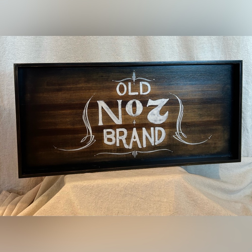 Vintage Wooden Sign with White Lettering